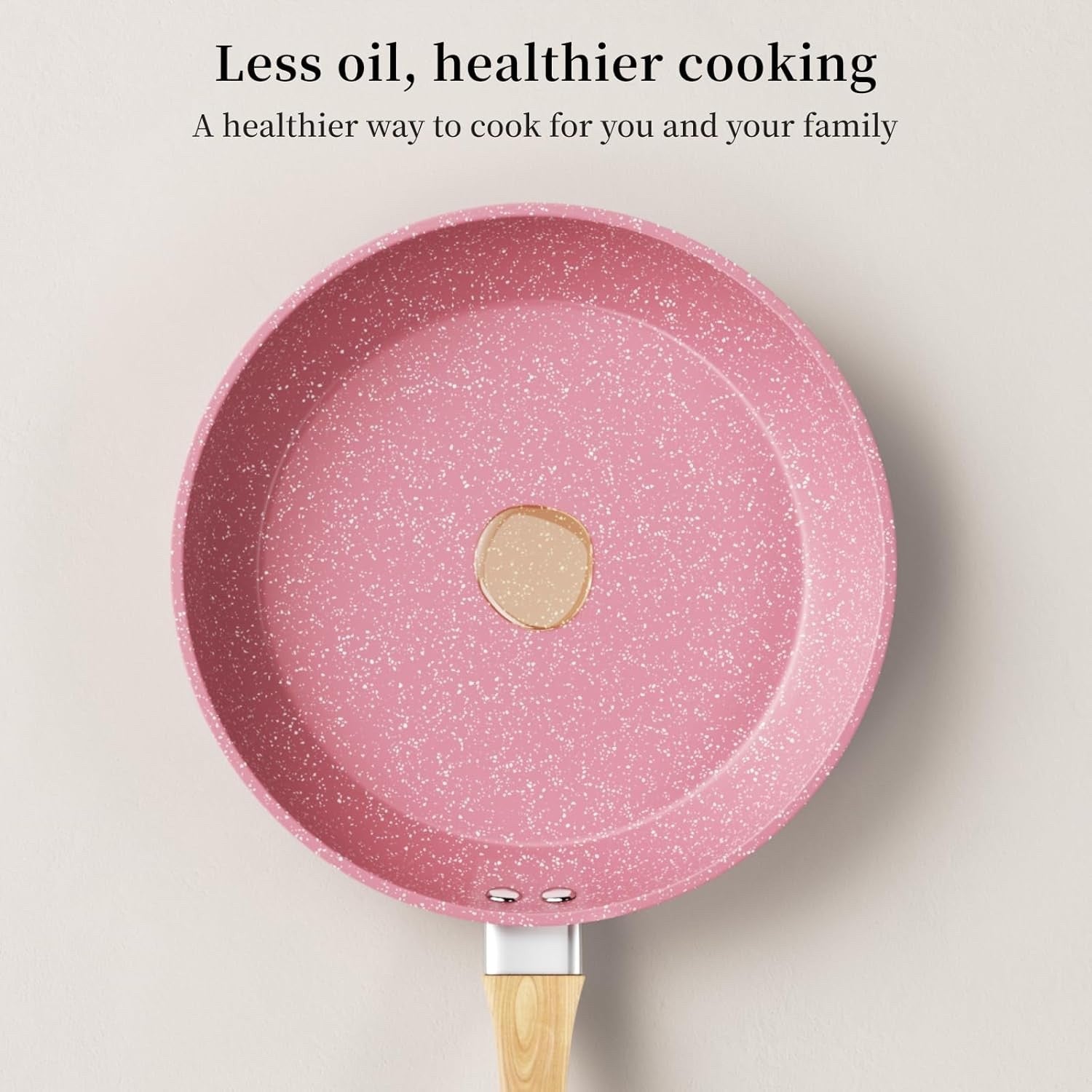 20cm Pink Non Stick Frying Pan Induction Ready Granite Coating PFOA-Free