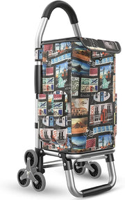 Compact Stair-Climbing Shopping Cart 6-Wheel Quiet Foldable Waterproof Trolley