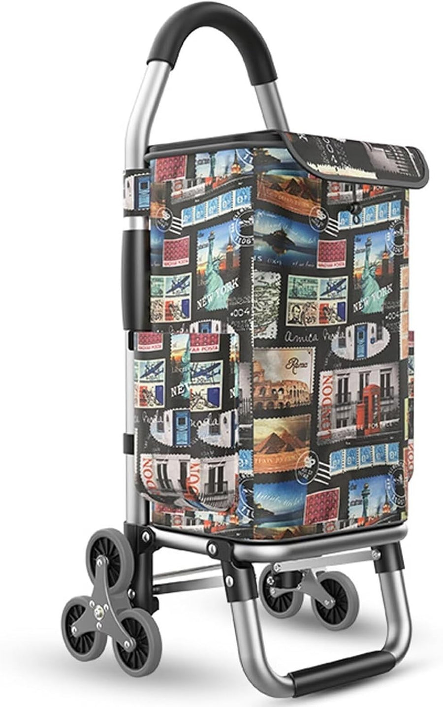 Compact Stair-Climbing Shopping Cart 6-Wheel Quiet Foldable Waterproof Trolley