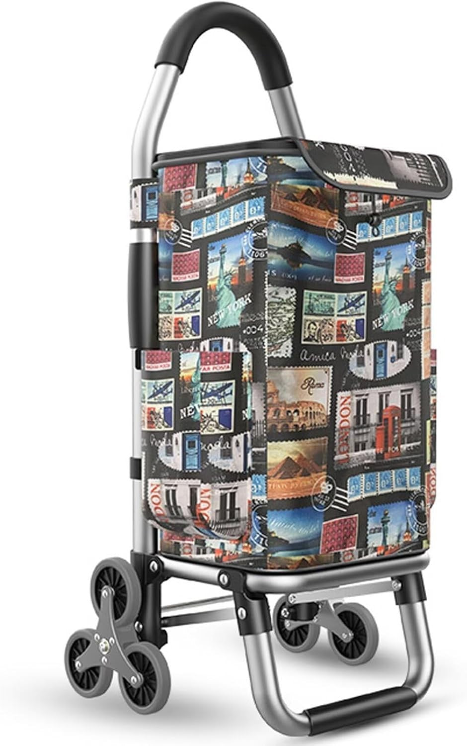 Compact Stair-Climbing Shopping Cart 6-Wheel Quiet Foldable Waterproof Trolley