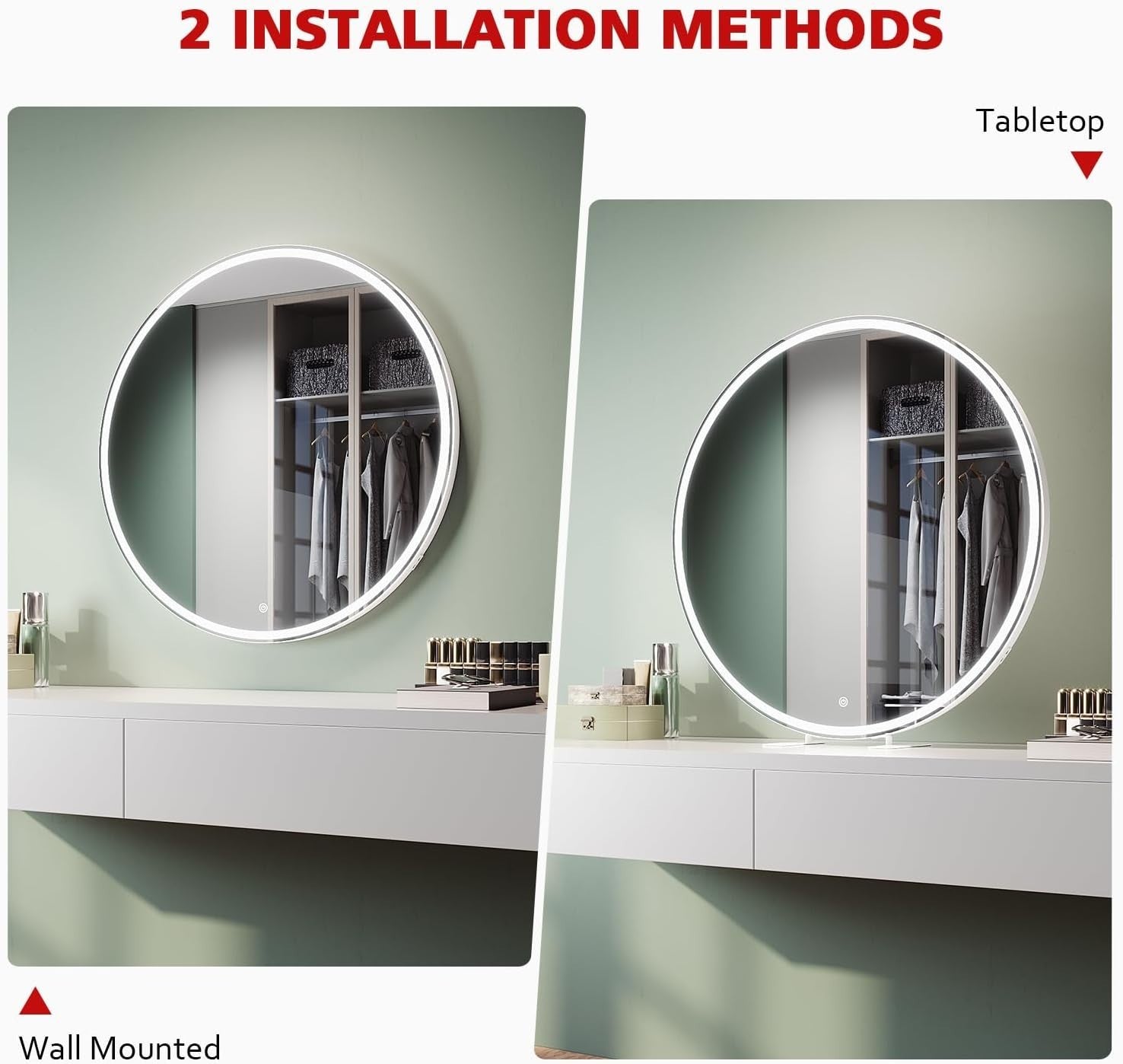 Hollywood Vanity Mirror with LED Lights, Touch Control, 3 Colors, 80cm