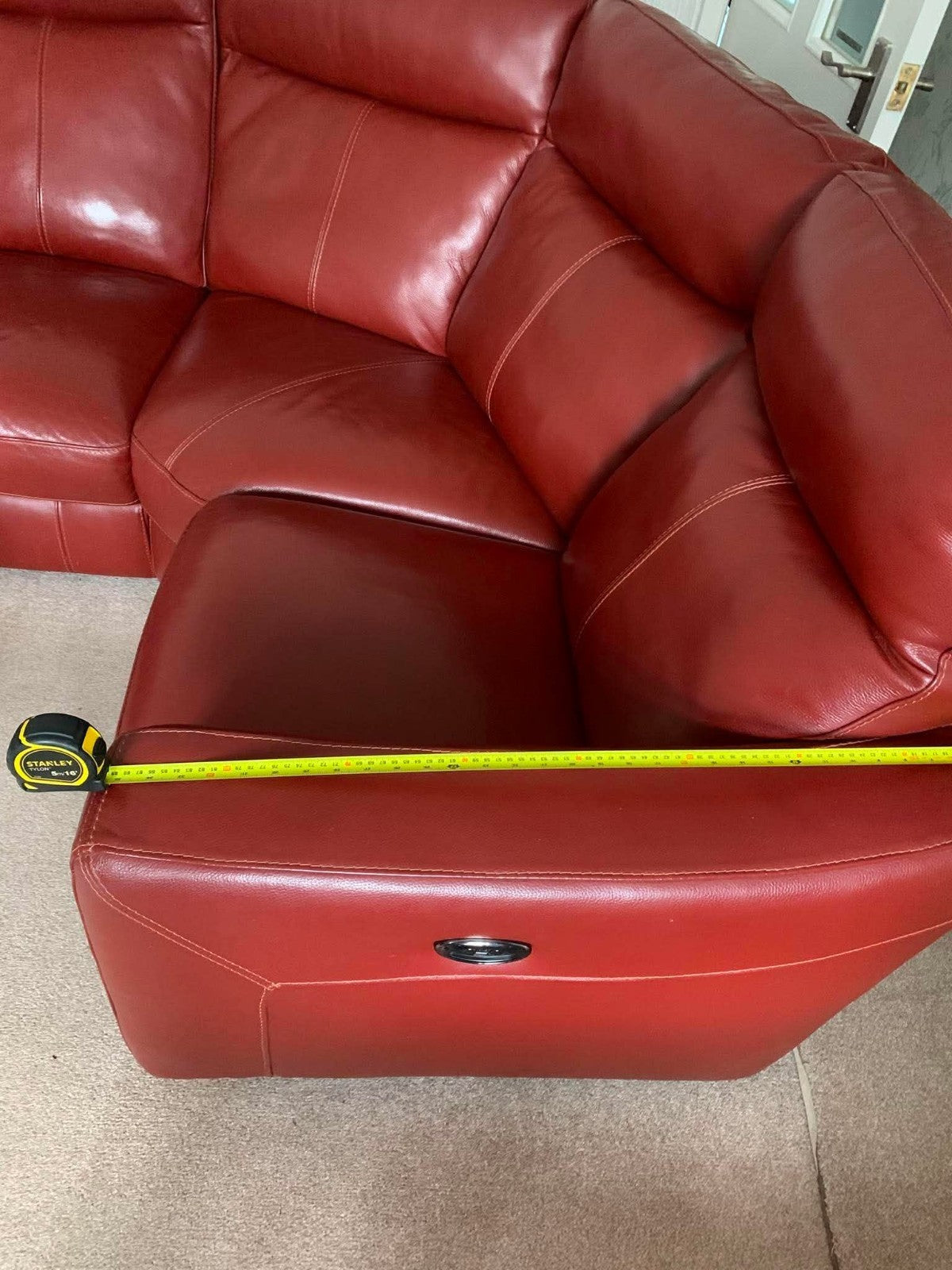 Rustic Red Leather Corner Sofa + Armchair (PTP)