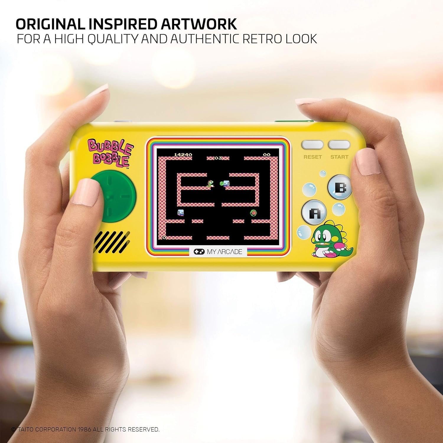 Mini Retro Bubble Arcade Game Console Handheld Yellow