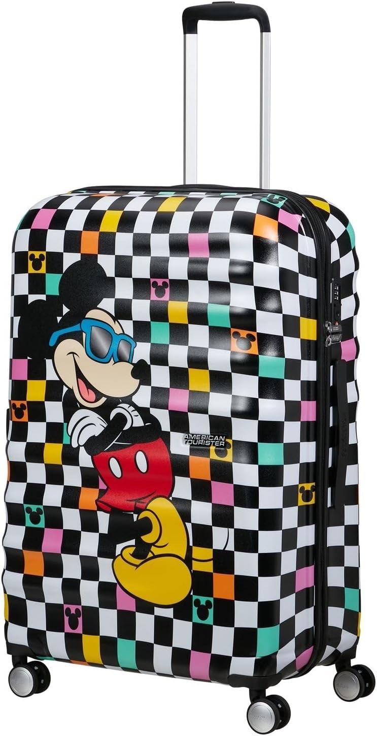 Large Hard Shell Spinner Suitcase 77cm 96L Lightweight Check Pattern