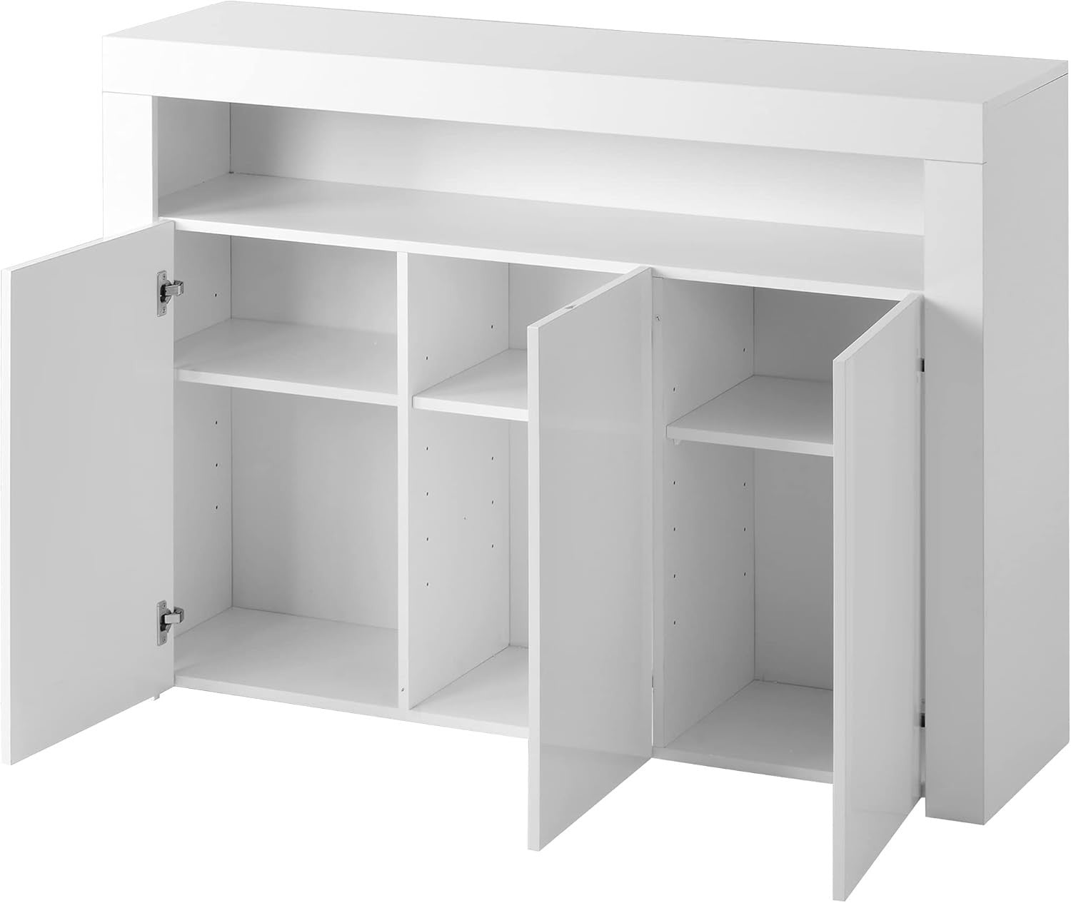 High Gloss White Sideboard 3 Doors LED Cabinet Storage Modern Living Room