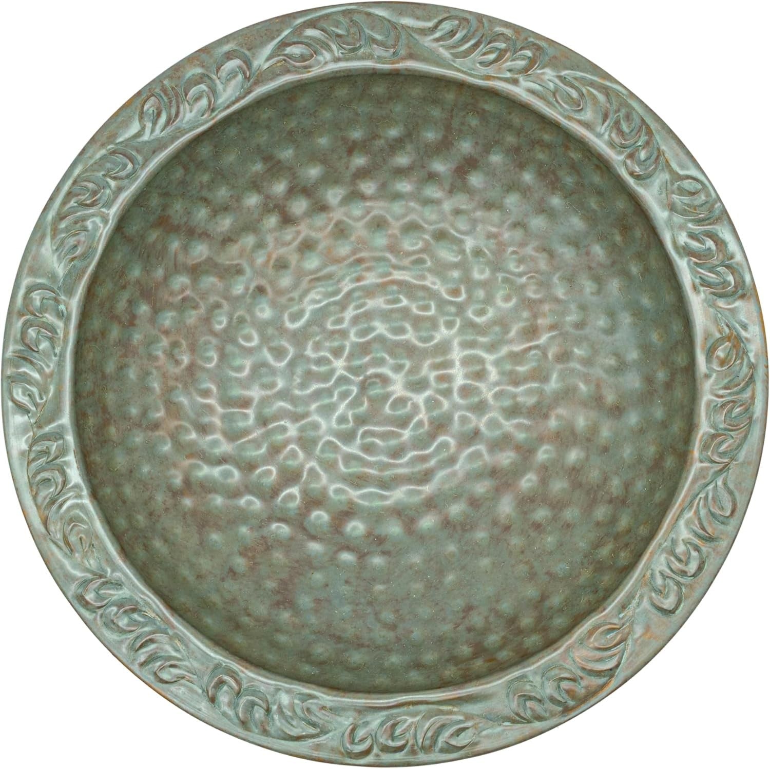 13” Blue Verde Bird Bath on Pole | Outdoor Copper Water Bowl Garden Decor