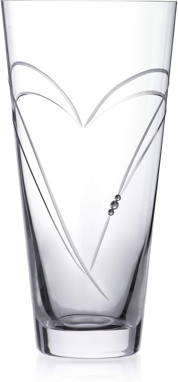 Heart Cut Crystal Vase with Style Crystals 25cm Gift Flower