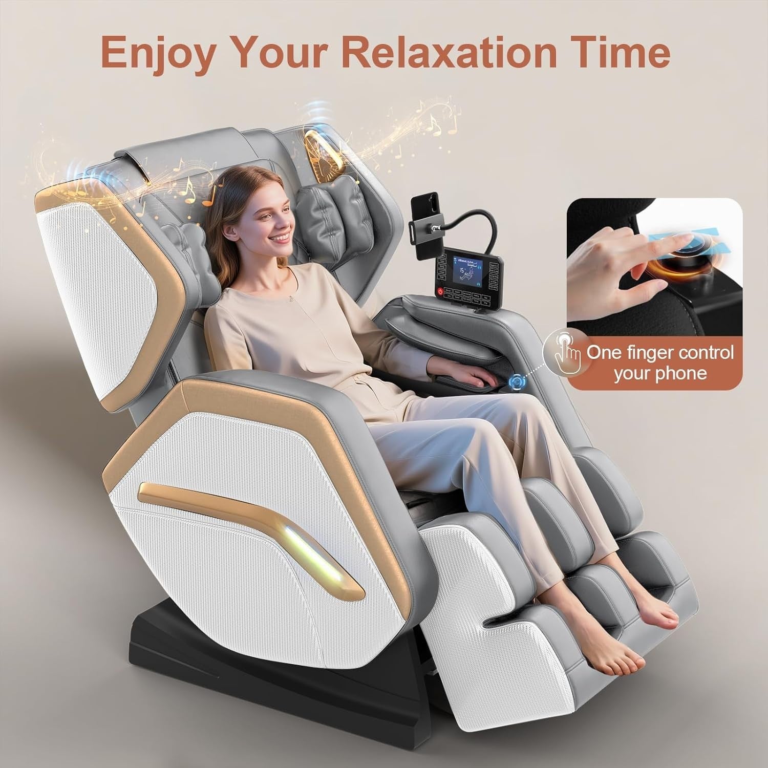 Full Body Massage Chair Zero Gravity Heating Airbags Bluetooth Recliner