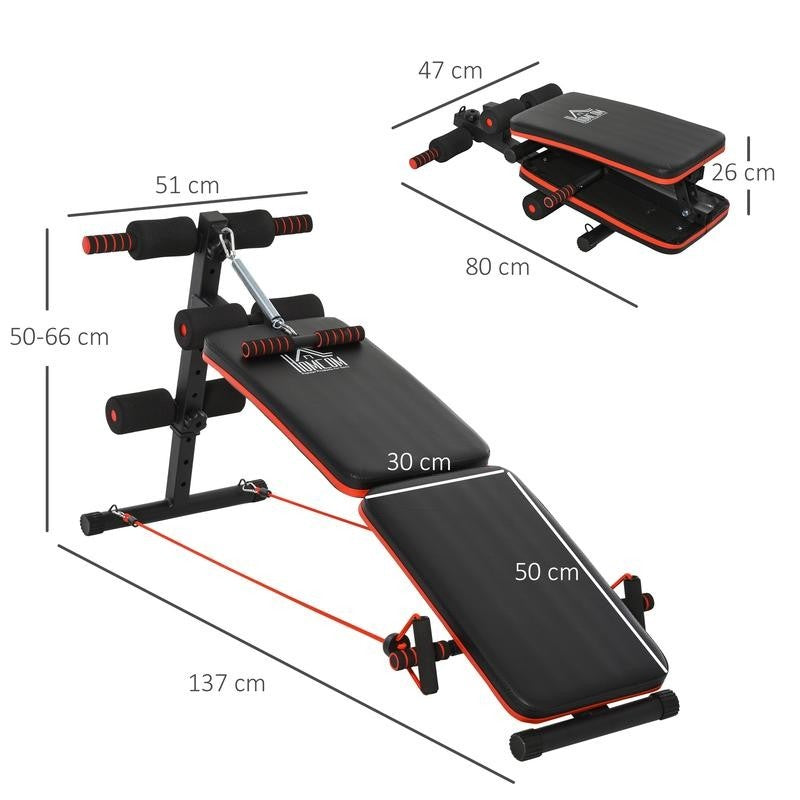 Steel Foldable Core Workout Sit Up Bench Adjustable Home Gym Black
