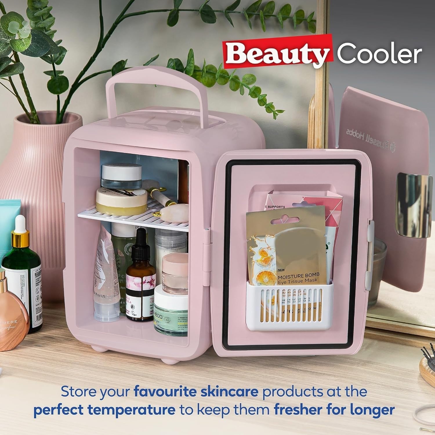 Portable 4L Mini Cooler & Warmer Retro Style for Office Bedroom Car Pink
