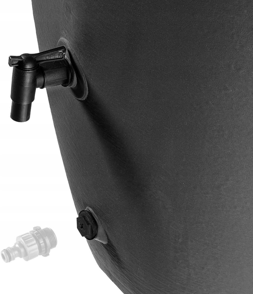 210L Anthracite Garden Water Butt with Tap & Complete Connection Kit