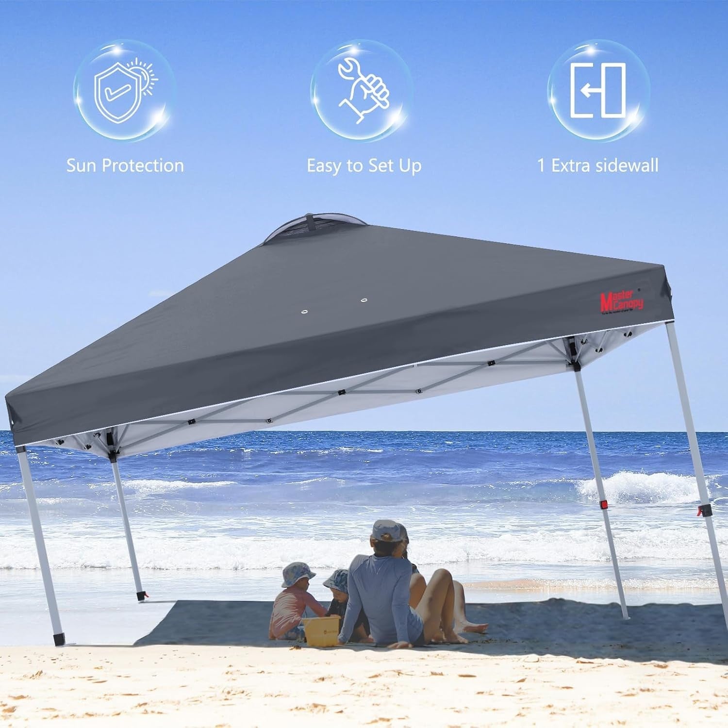 3x3M Dark Grey Pop Up Gazebo Tent With 1 Sidewall Waterproof Outdoor Shelter