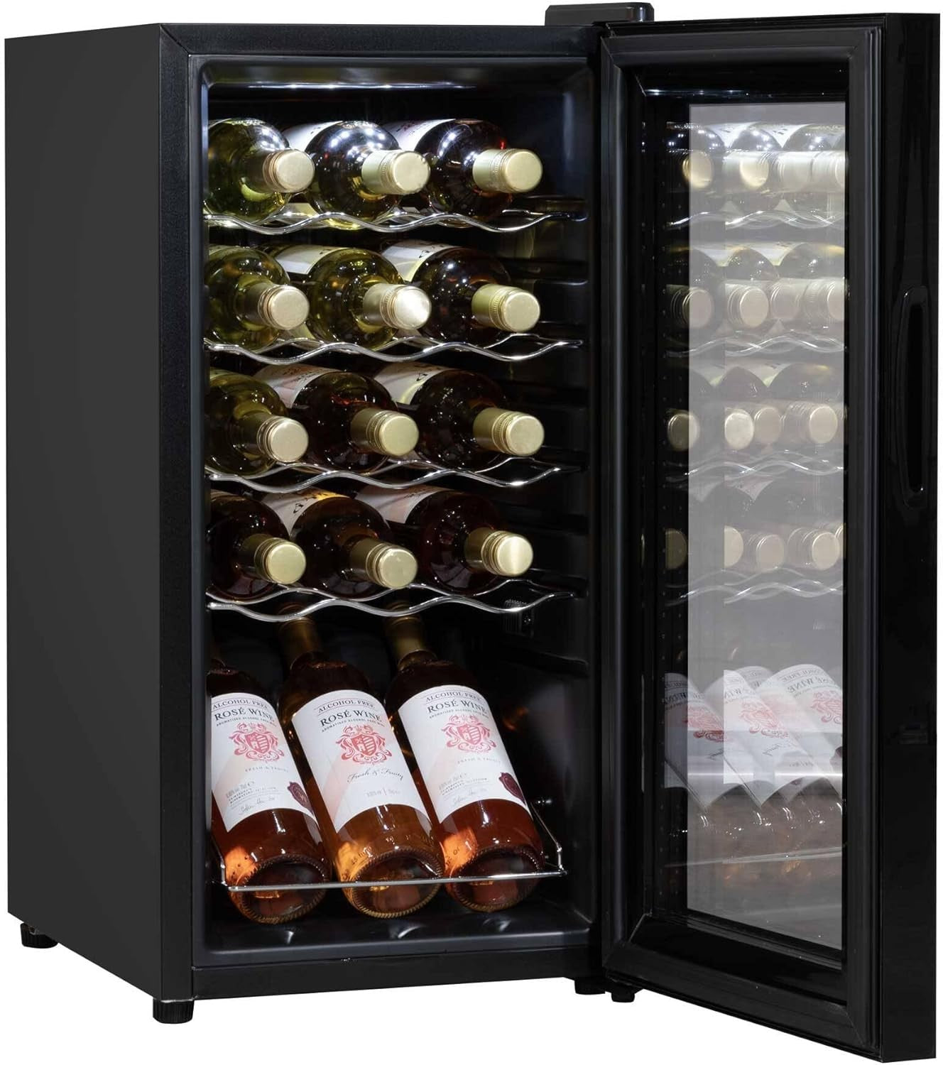 15 Bottle Wine Cooler Fridge Digital Touch Control LED Quiet Freestanding