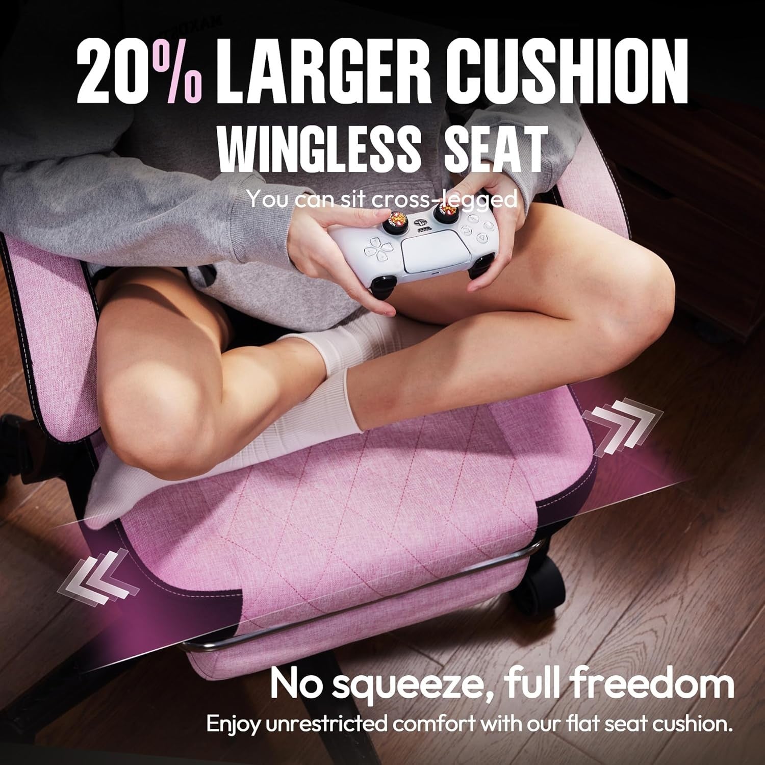 Gaming Chair w/ Footrest Pocket Spring Cushion Massage Pink