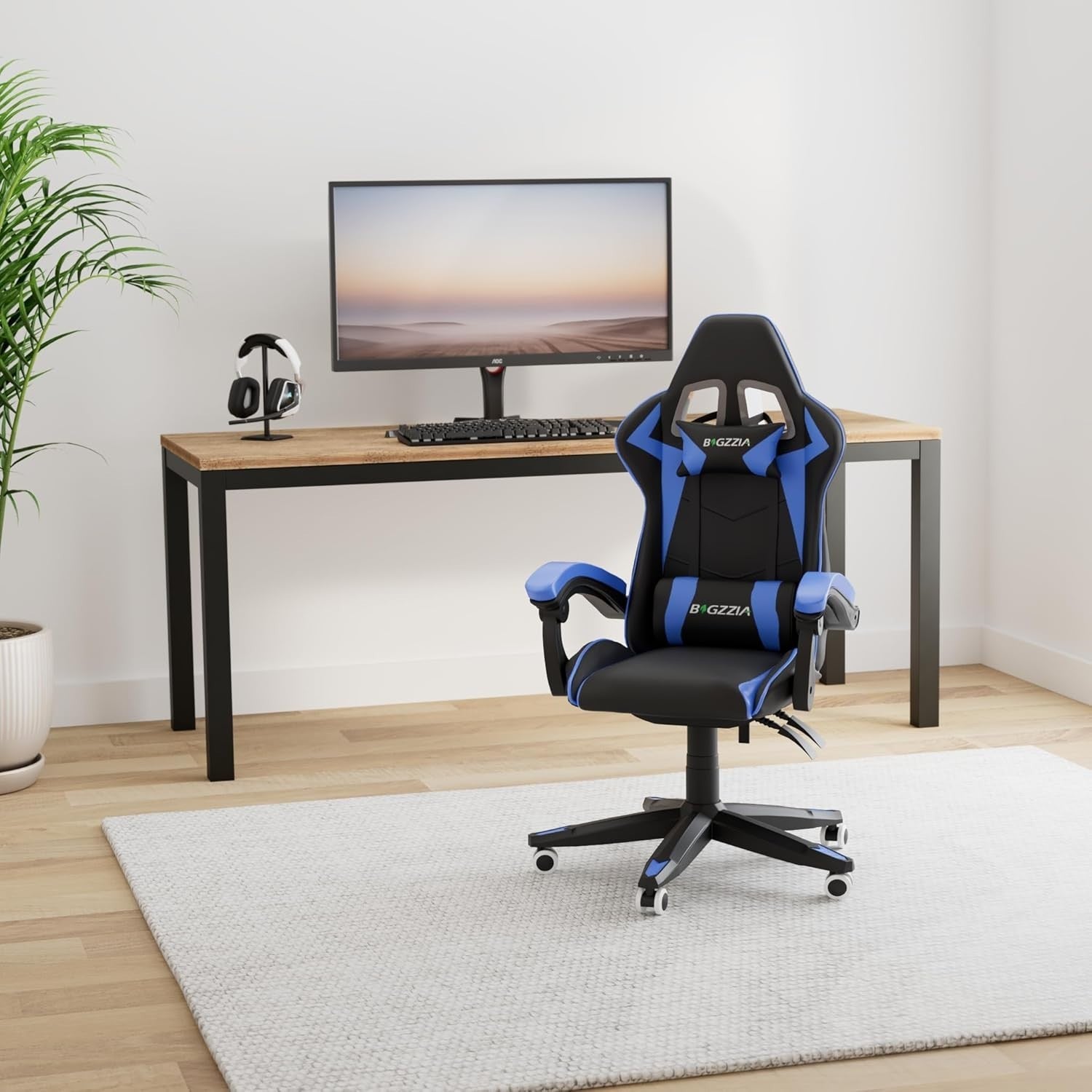 Ergonomic Faux Leather Gaming Chair Adjustable Recliner PC Computer Desk Seat