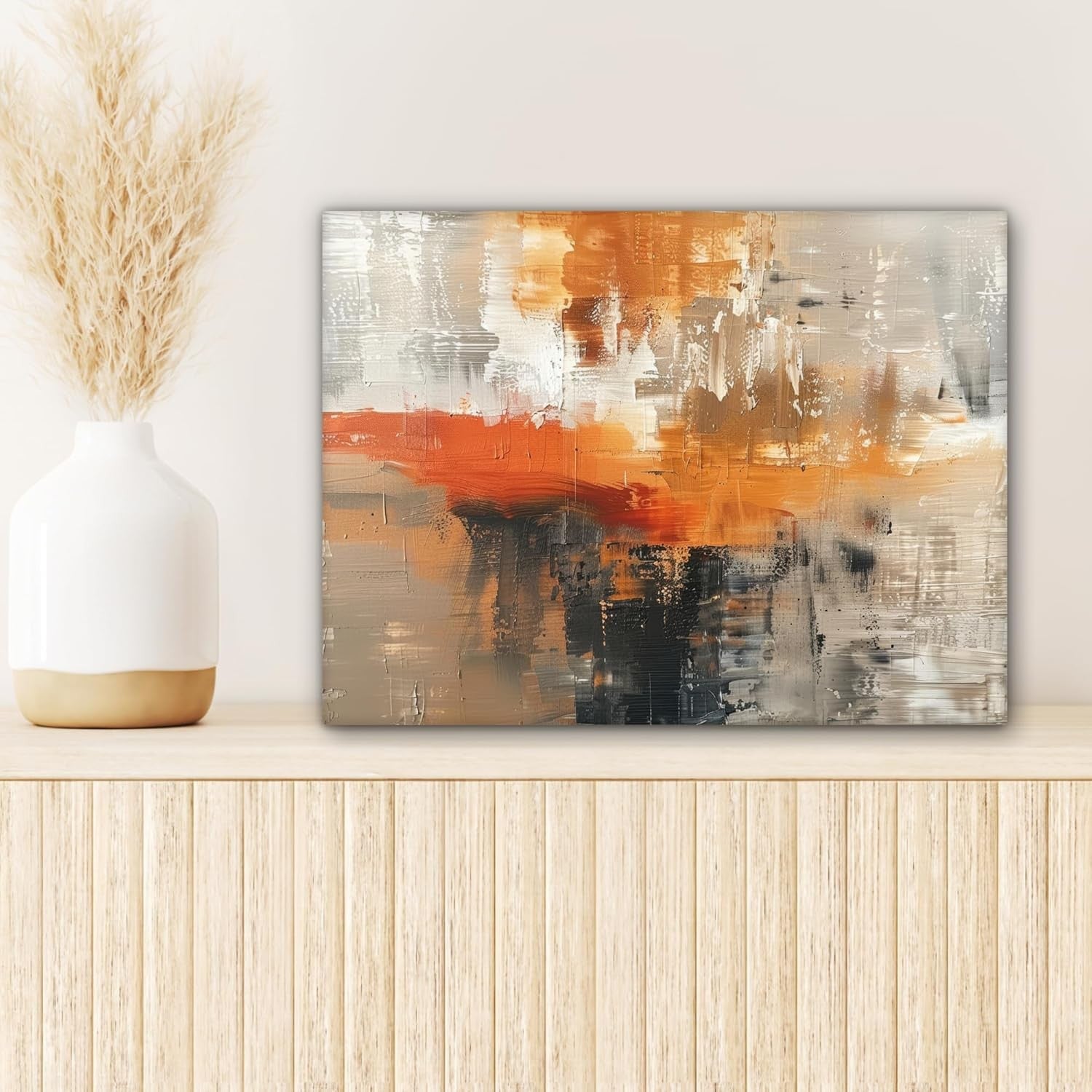 Gold Grey Abstract Canvas Wall Art 40x30cm Modern Framed Print