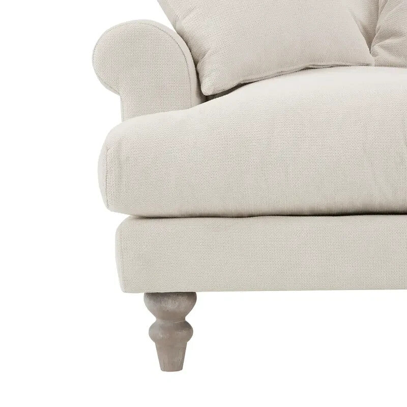 Ivory Linen 2 Seater Sofa with Scatter Cushions | Deep Plush Seating