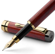 Luxury Bamboo Fountain Pen Rosewood – Medium Nib, Gift Case, Smooth Writing