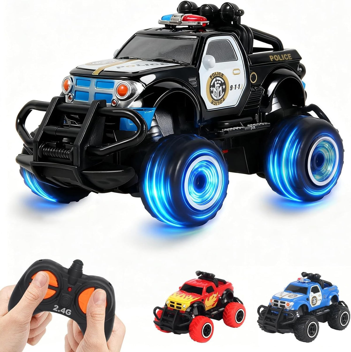 Mini Remote Control Police Car Toy for Kids, Fast RC Vehicle Gift Age 3-7