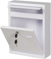 Wall Mount Locking Mailbox Metal Drop Box Secure Slot Postbox for Home Office
