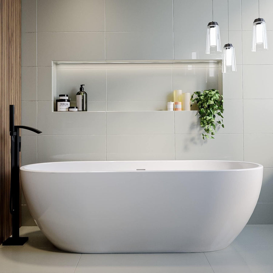 1800x750mm Freestanding Double Ended Bath White Acrylic Modern Soaking Tub