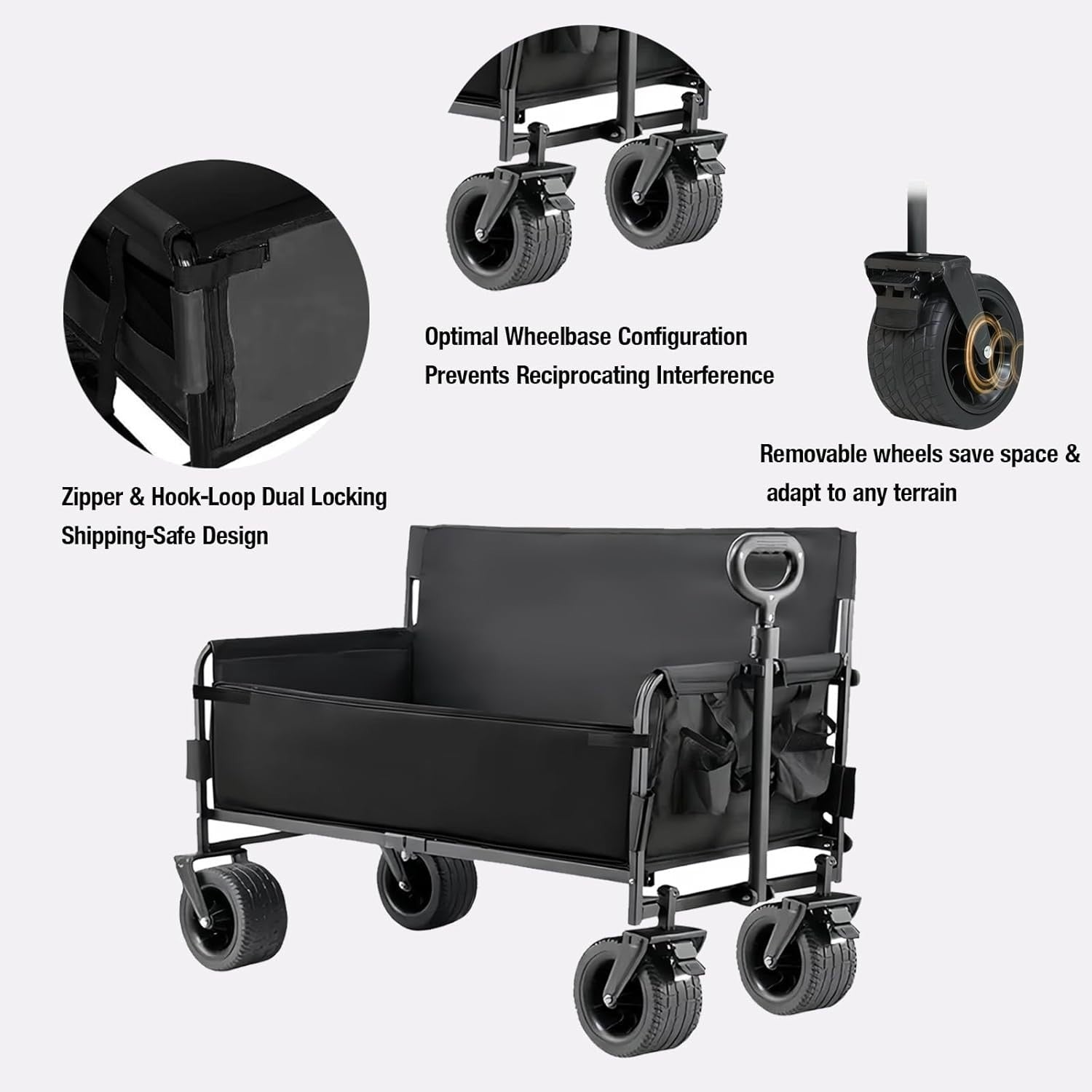 445lbs Folding Festival Trolley Converts to Bench Heavy Duty Camping Beach Wagon