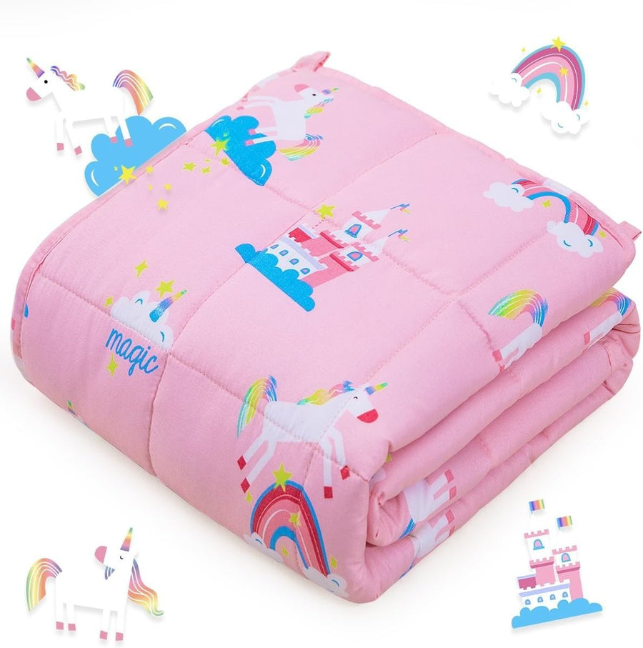 2.3kg Weighted Blanket Pink Unicorn Soft Cozy for Calming Sleep 90x120cm