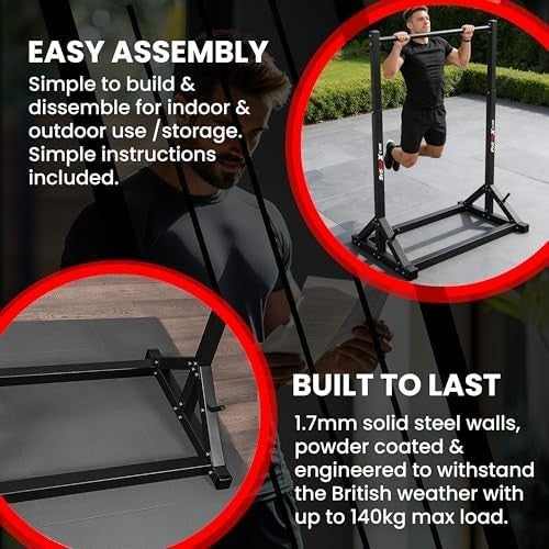 Grey/Red Adjustable Free Standing Pull-Up Bar Calisthenics Home Gym