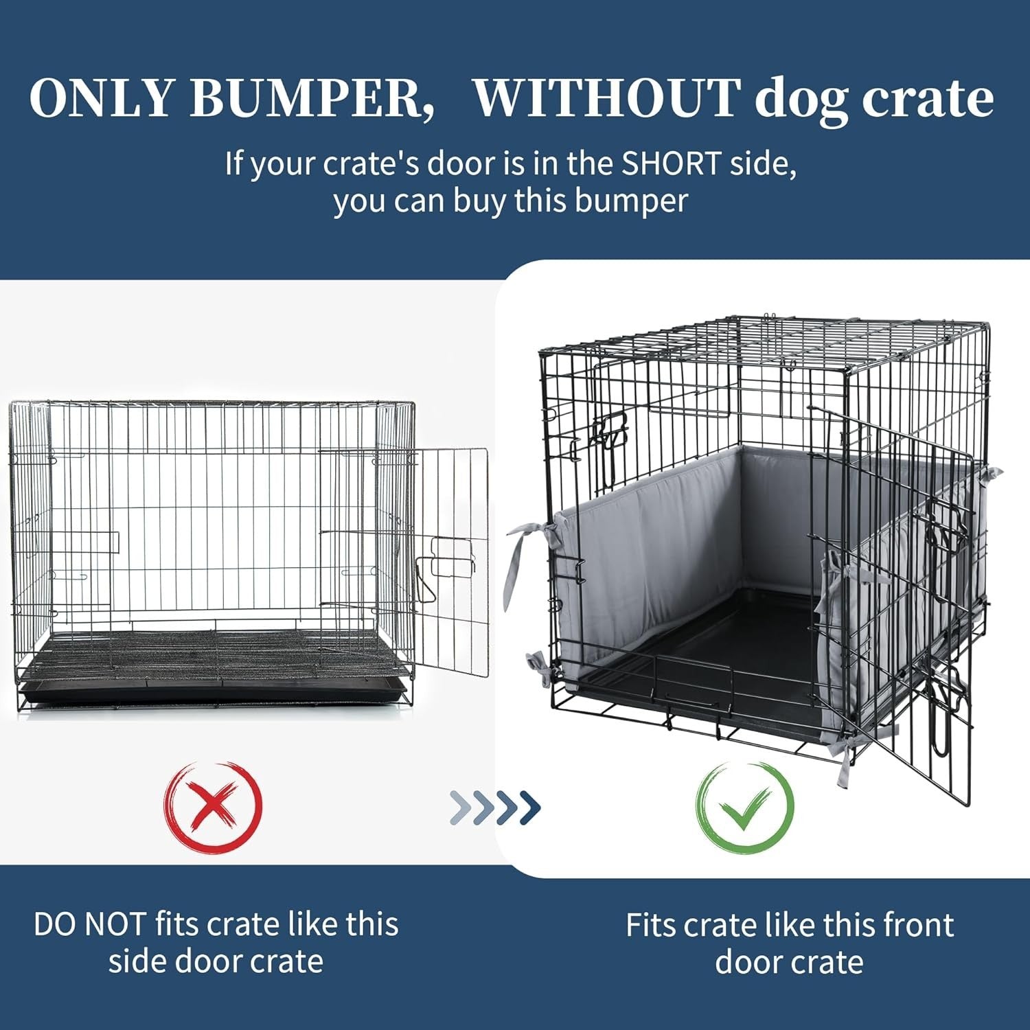 Soft Dog Crate Bumper Padding with Ties – Protective Kennel Cover 42"x28"