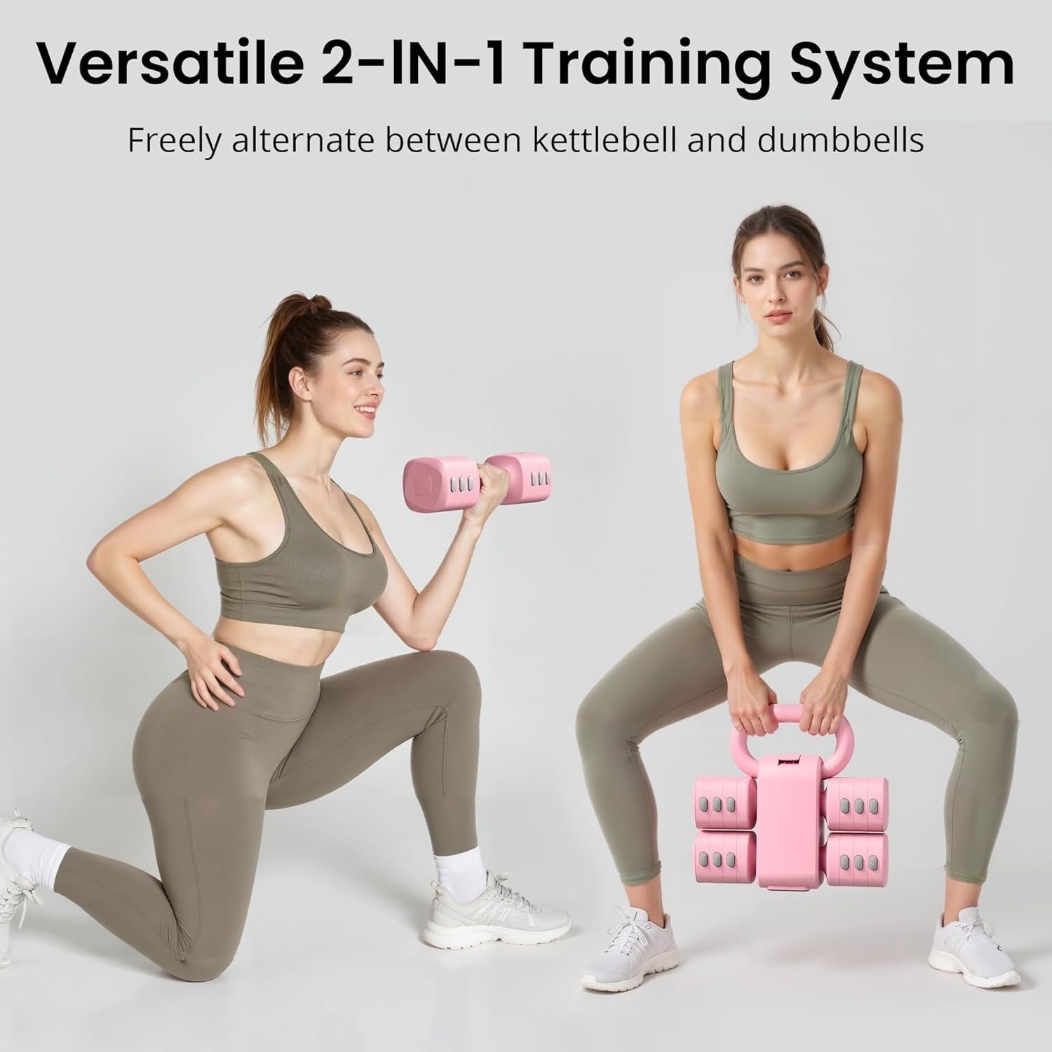 2-in-1 Adjustable Dumbbell Set for Women 4 Levels Non-Slip Home Gym