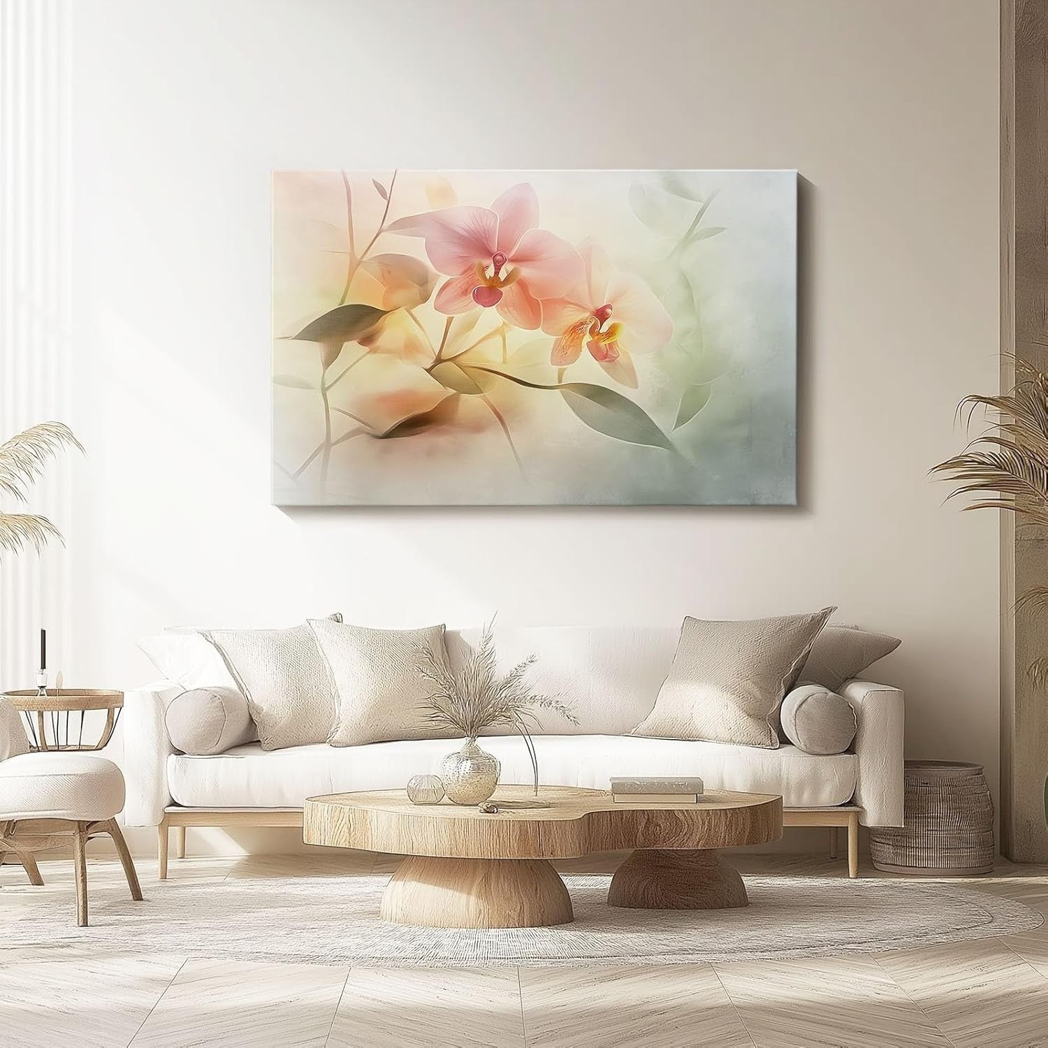 Large Orchid Canvas Wall Art 76x51cm Pink Yellow Floral Print