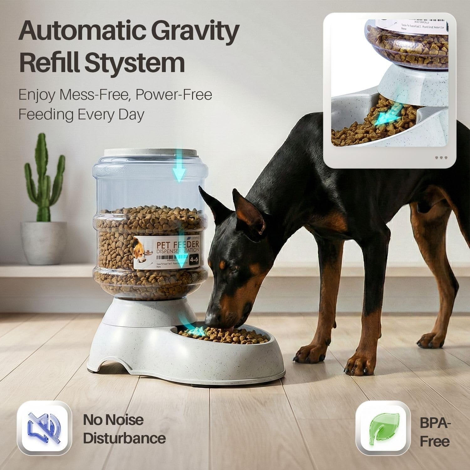 Gravity Pet Feeder 3 Gallon Auto Food Dispenser for Dogs Cats Large