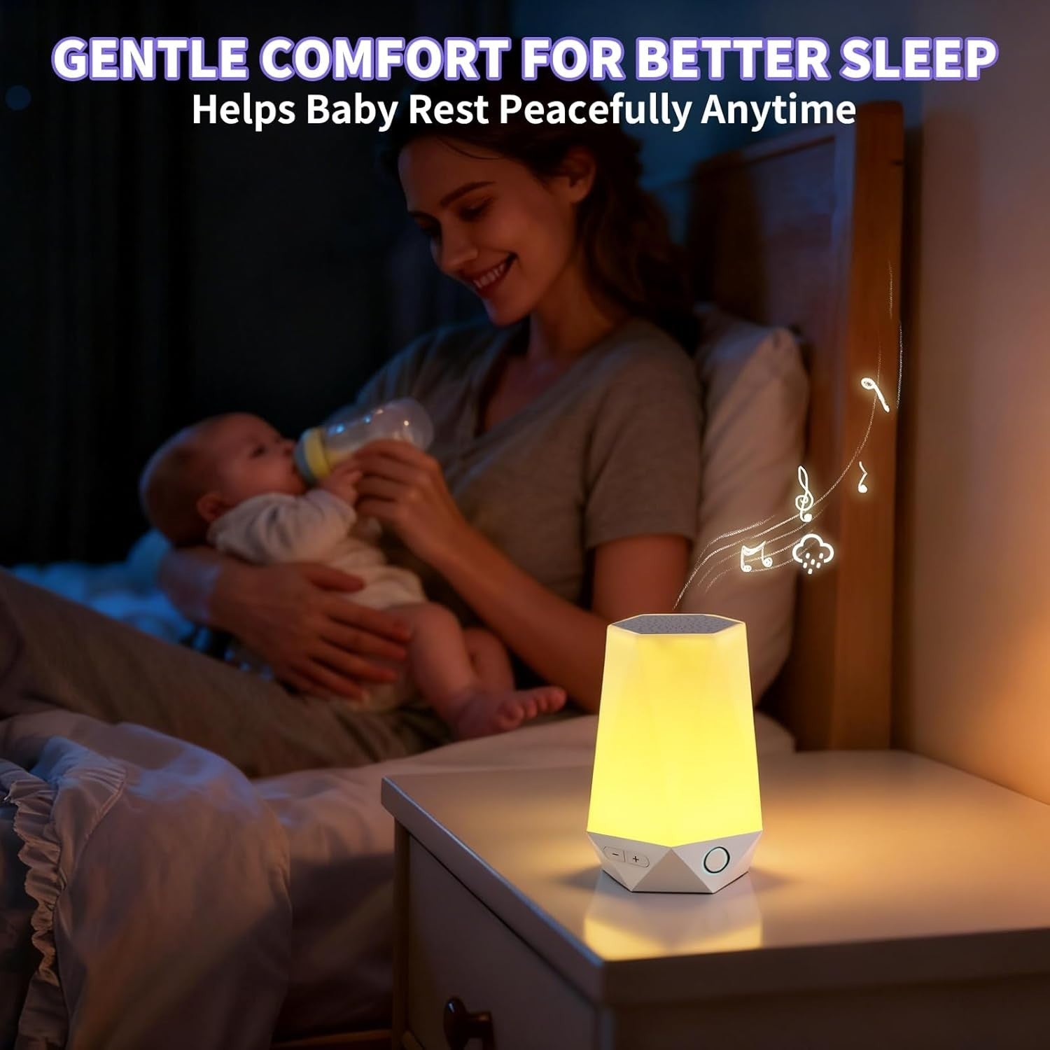 Smart White Noise Machine for Baby & Adults, 32 Sounds, Night Light & App
