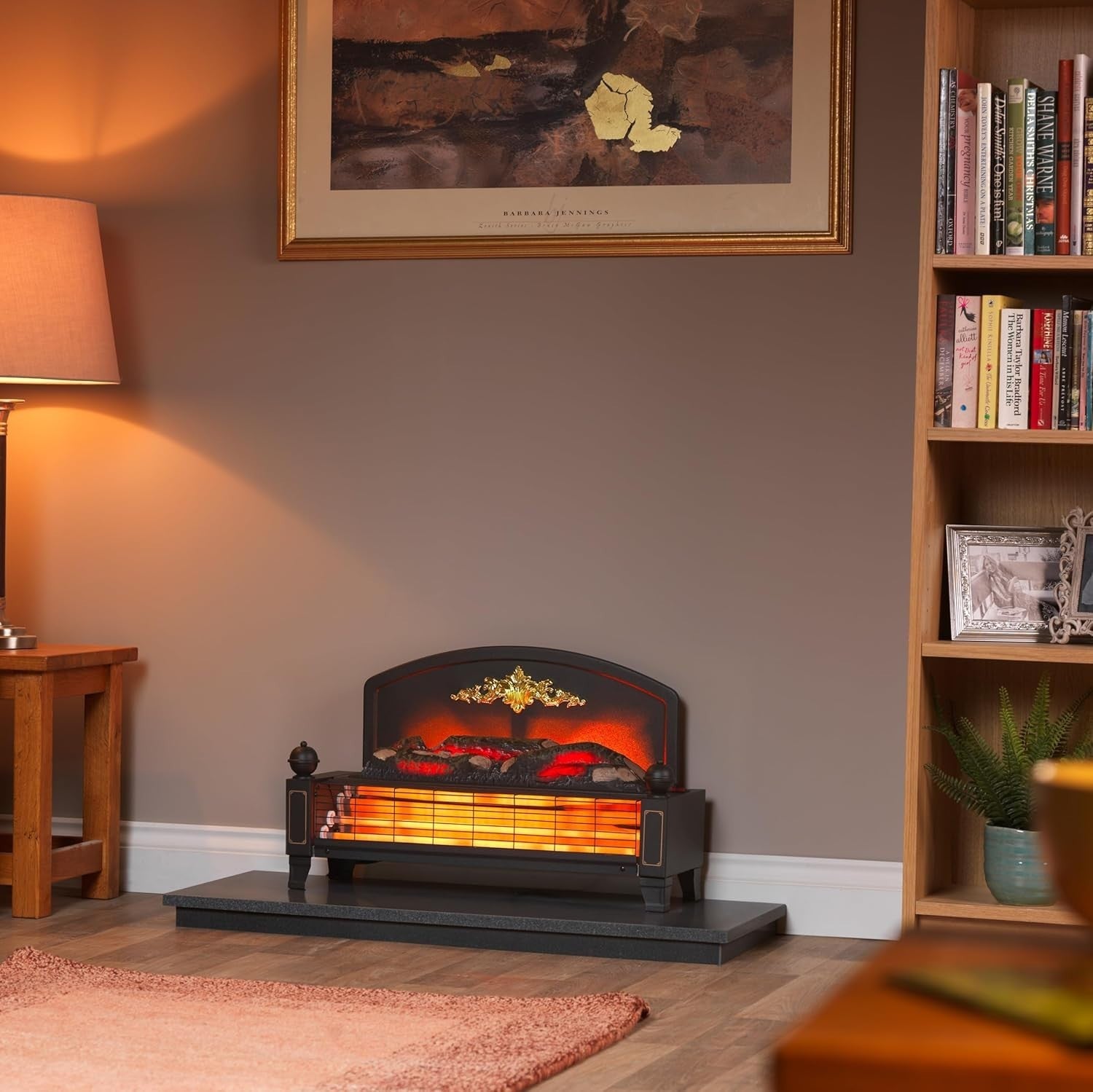 Electric Freestanding Radiant Bar Fire with Glowing Ember Log & 1.2kW Heat