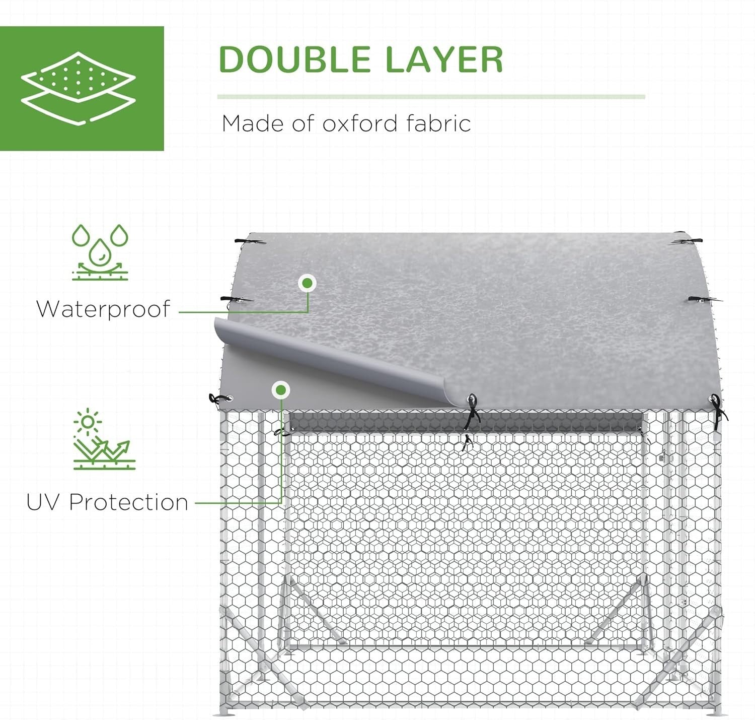 Walk In Chicken Run 2.8x1.9x2m Galvanised Steel Coop Cage Cover