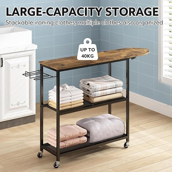 Ironing Board with Storage Shelves Foldable Laundry Station Clothes Organizer