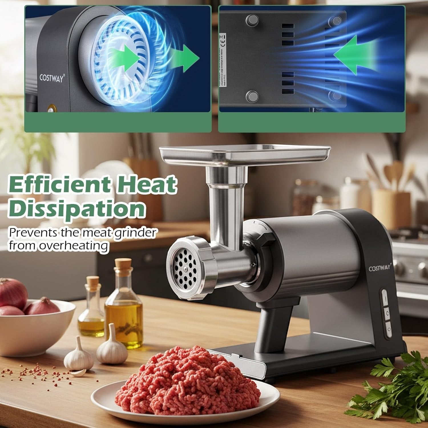2000W Electric Meat Grinder Sausage Maker Mincer 3 Plates Kibbe