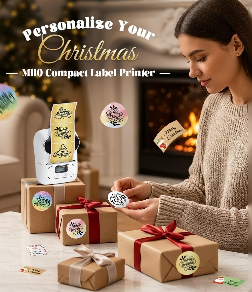 Bluetooth Thermal Label Printer 40x30mm Portable Barcode