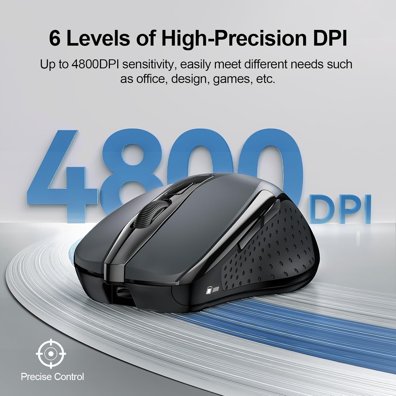 Rechargeable Bluetooth Wireless Mouse Silent Ergonomic 4800DPI Tri Mode