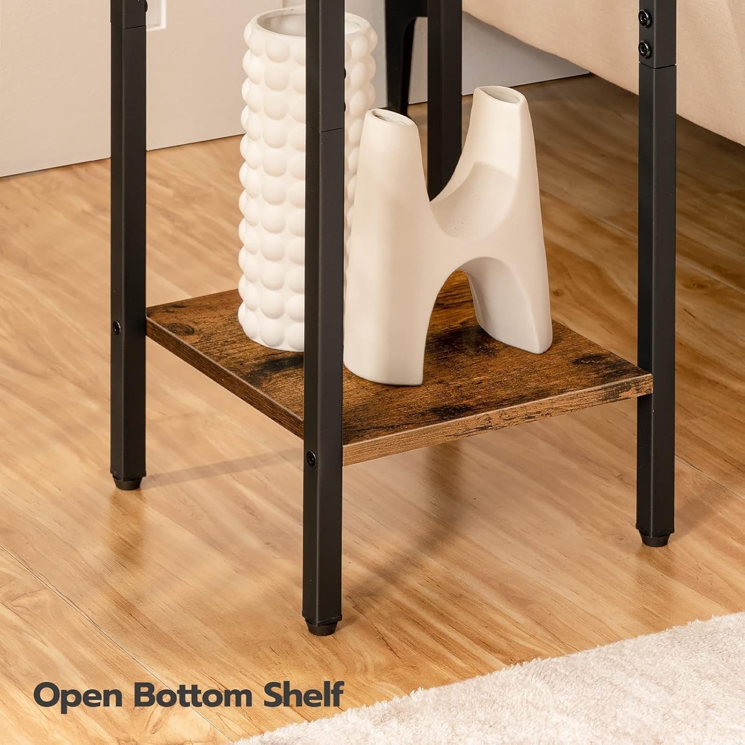 Slim Bedside Table with Drawer Small Narrow Nightstand 25x25x70cm Rustic
