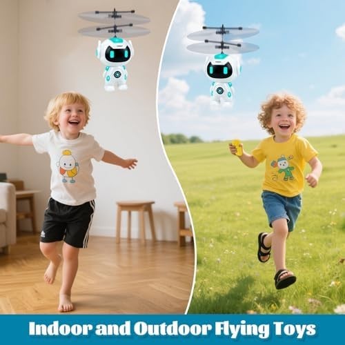 Hand Sensing Robot Drone Toy for Kids 3+ LED Helicopter Indoor/Outdoor