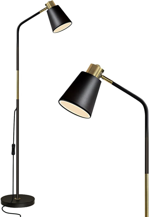 Industrial Floor Lamp Adjustable Metal Head Standing Reading Light Black