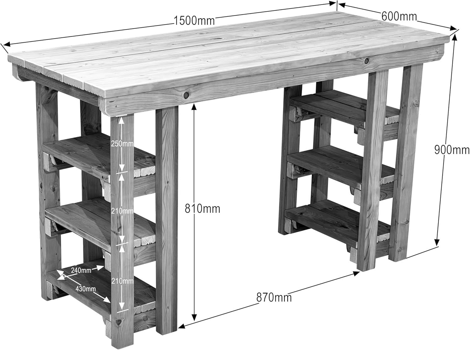 150cm Wooden Garden Potting Table with Chair – Multi-Purpose Outdoor Workbench