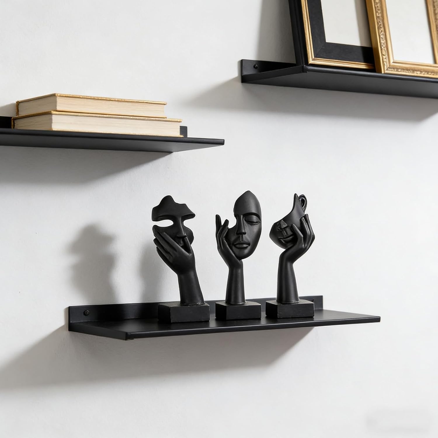 Black Woman Face Statue Set of 3 Modern Home Desk Decor