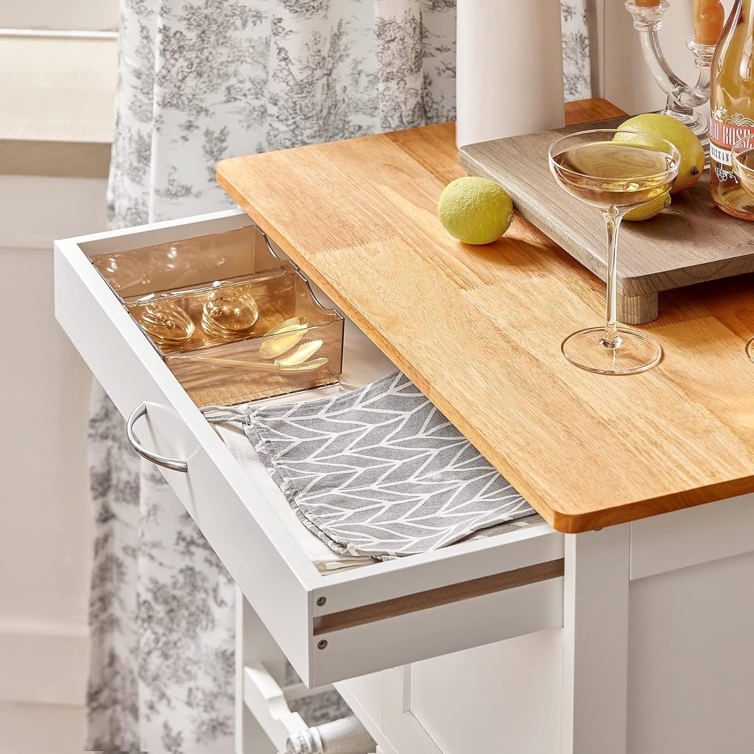 Small Kitchen Island Cart 67cm Wine Rack Wheels