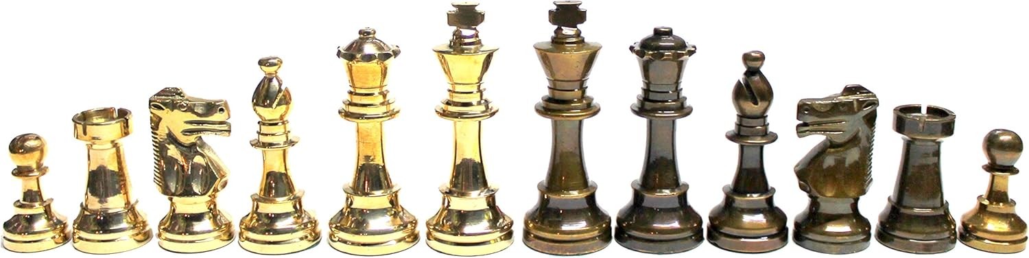 Luxury 15" Marble Chess Set with Brass Pieces | Handcrafted Stone Board
