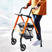 Folding Rollator Walker with Seat Lightweight Height Adjustable Senior Aid