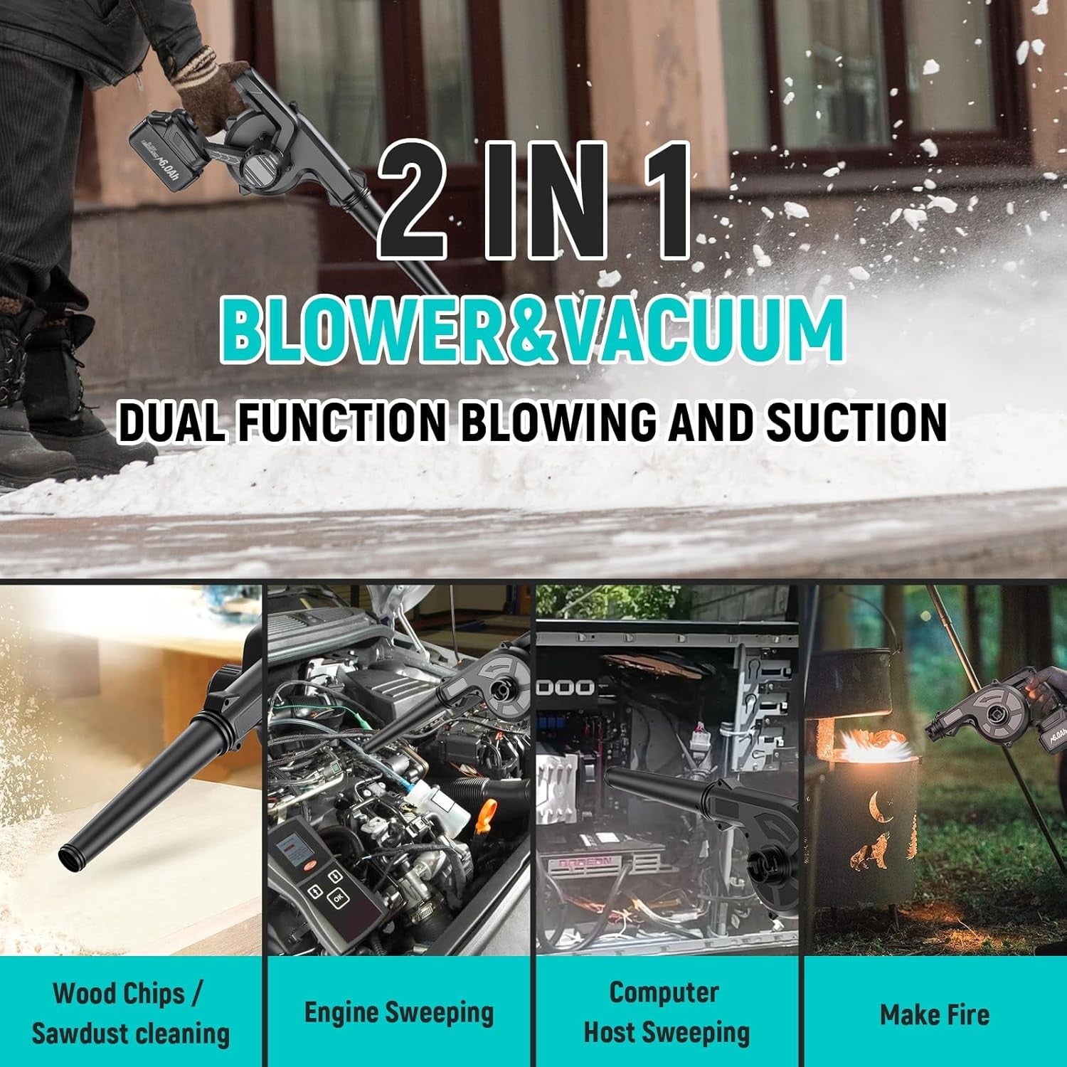 Cordless Leaf Blower Vacuum 18V 2-in-1 Garden Cleaner Tool Only