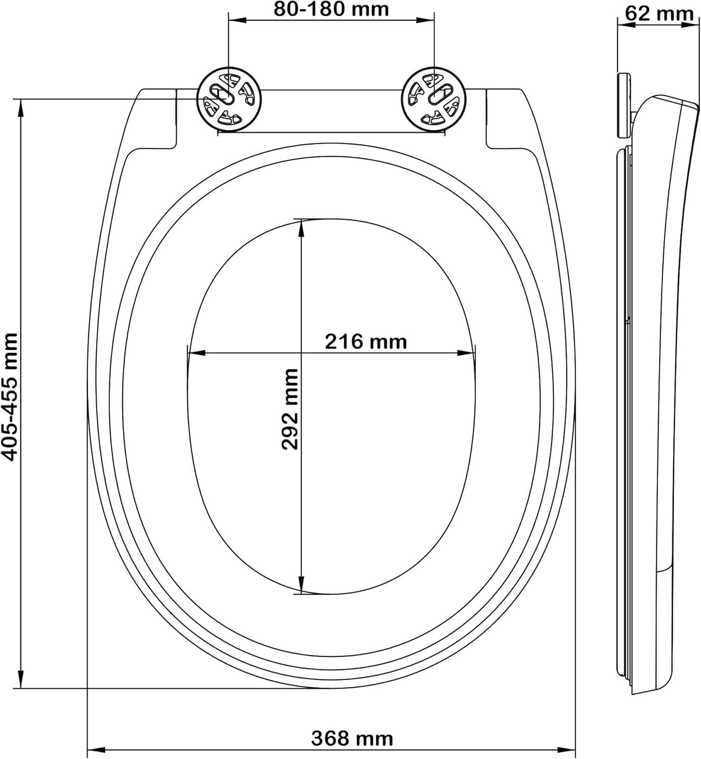 Silent Soft Close Toilet Seat Antibacterial Quick Release White