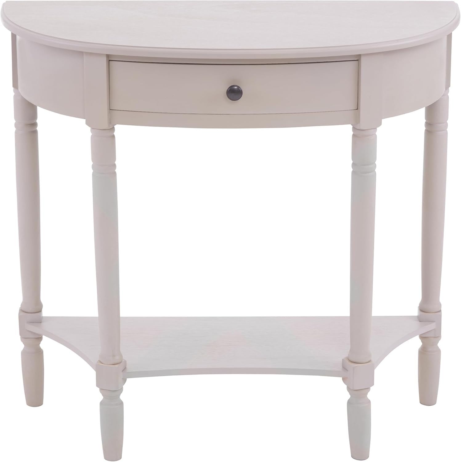 Narrow Half Moon Console Table with Drawer, Slim Hallway Accent 78cm